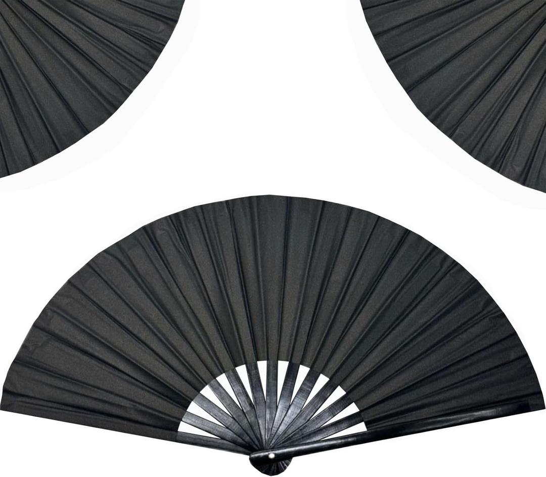 Boots on The Ground Fan,2025 New Large Holographic Folding Hands F an Line Dance Popping Fans,Boots on The Ground Hand Fan,Folding Hand Classic Style Fans Bamboo Ribs Hands Held Chinese (Black)