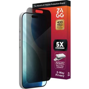 ZAGG Glass Elite Privacy Screen Protector for iPhone 17 - 5X Stronger Tempered Glass, ClearPrint Technology for Smudge Free Clarity, Smooth Feel, Full Coverage, InvisibleShield, Easy Two-Step Installation