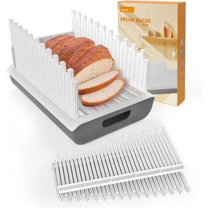 Jumeihui Bread Slicer For Homemade Bread,Bread Slicer Guide For Width Is Adjustable And Replaced,Bread Loaf Slicer With Crumb Tray, Suitability For Homemade Bread, Bagels, Cakes