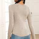 Halife Womens Long Sleeve Tops Crew Neck Slim Fitted T Shirts Basic Tees Lettuce Trim Raglan Shirt Fall Fashion Outfits (Beige, L)