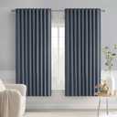 MIULEE Stone Blue Back Tab Blackout Curtains 63 Inch Length 2 Panels Set for Living Room Bedroom Privacy, Rod Pocket/Pinch Pleat Thermal Insulated Room Darkening Pleated Light Blocking Drapes