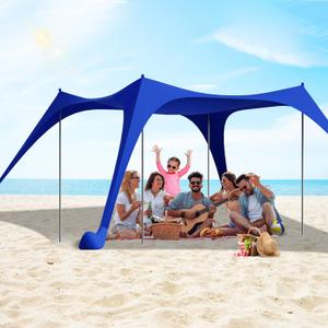 Beach Tent Sun Shelter UPF50+ with Sandbags, Sand Shovel & Windproof Poles - Portable Pop Up Canopy for Beach, Camping, Picnics, Backyard & Fishing (Royal Blue,10x10FT)