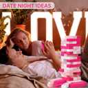 Couple Game for Adults, 54pcs Pink Wooden Lust Tower Game for Naughty Date Night Ideas and Fun Couple Gifts for Her, Unique Stacking Games Gift with 6pcs DIY Blocks