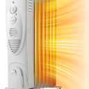 Kismile 1500W Oil Filled Radiator Heater, Portable Electric Heater with 3 Heat Settings, Adjustable Thermostat, Overheat & Tip-Over Protection, Oil Heaters for Indoor Use (Grey) (26.1inches)