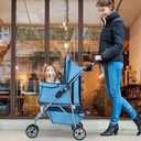 BestPet | 3-Wheel Pet Stroller | Dog and Cat Stroller | Breathable Mesh | Lightweight Travel Carrier | Waterproof & Foldable Design | Storage Basket | Black | for Daily Walks & Outdoor Use