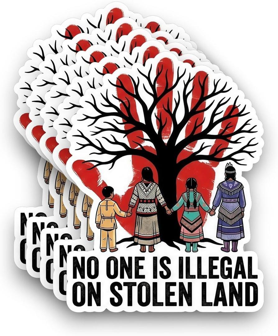 10 x (5pcs) No One is Illegal On Stolen Land Sticker 3 Inch, Protect Indigenous Women Decal, Proud Native American Gift Waterproof Vinyl Decal for Laptop, Water Bottles, Phone, Car