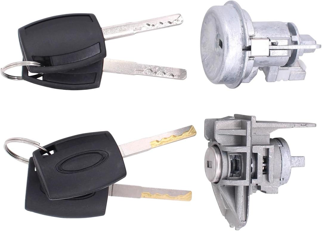 MOTOKU Ignition Switch Door Lock Cylinder with Keys Kit for Ford Fiesta 2011-2019 Front Left Driver Side Door