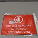 Red Aluminium Composite 'Strictly No Access Authorised Personnel Only' Sign with Stop Hand Icon, A4 297x210mm, Four Pre-Drilled Holes, Safety Warning Signage for Restricted Dangerous Areas (Red, Large)
