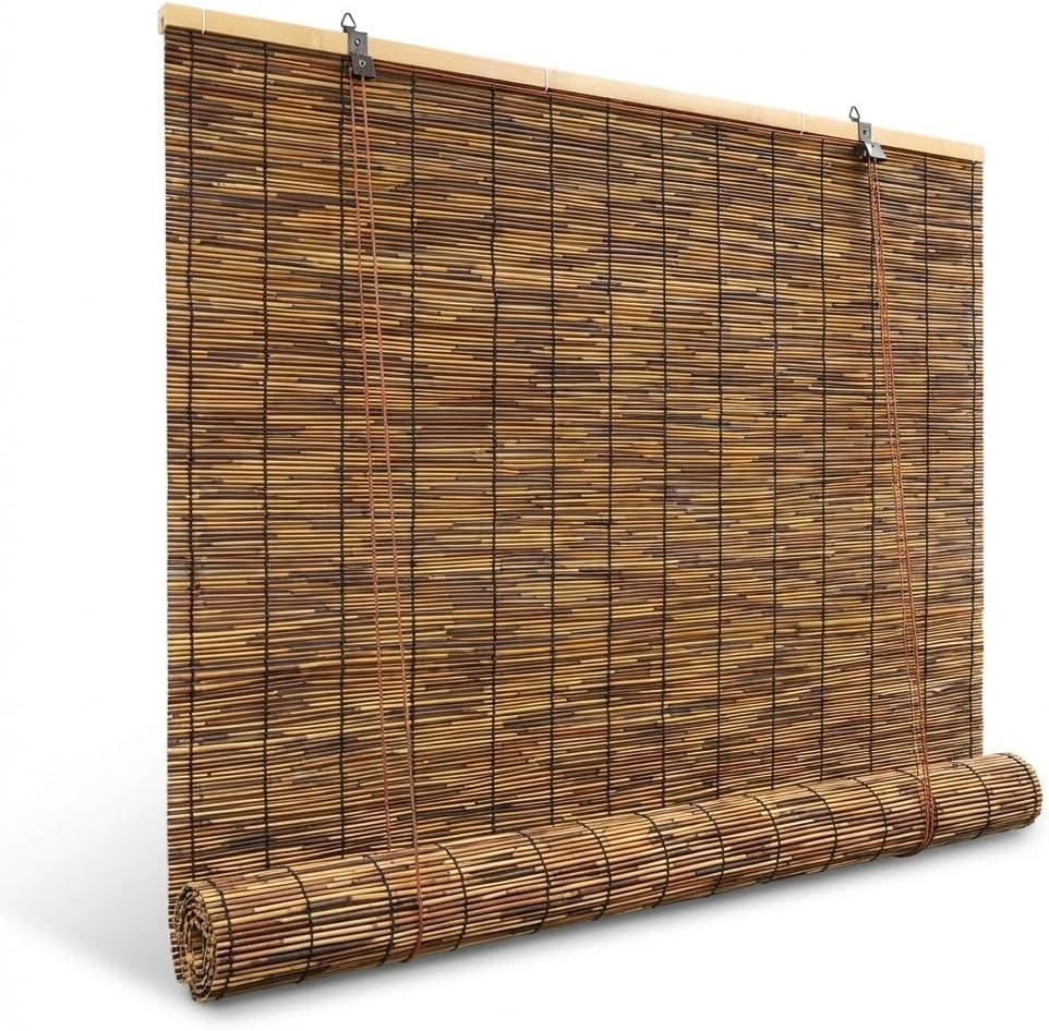 Bamboo Blinds for Interior Windows, Custom Bamboo Shades for Indoor Windows, Light Filtering, Easy to Install, Bambo Roll Up Blinds for Outdoor Patio, Decks, Porch, Backyards