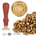 Yoption Vintage Letter C with Wreath Wax Seal Stamp Kit with 120 Antique Gold Wax Seal Beads