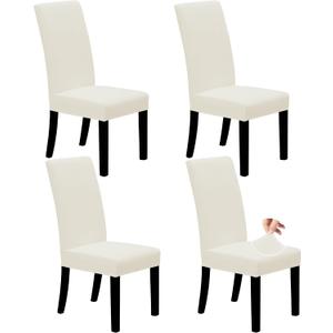 Easy-Going Dining Chair Covers Stretch Dining Room Chair Covers Set of 4, Parsons Chair Slipcovers for Dining Room, Ceremony, Banquet, Ivory
