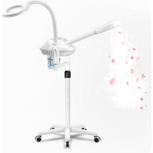 Professional Facial Steamer for Deep Hydration,2in1 Face Steamer with 5X Magnifying Lamp,Suitable for Home Use or Beauty Spa Deep Cleansing and Hydration (21-White)