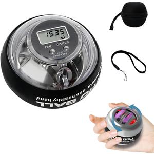 Hand Exerciser Ball with Counter - Auto-Start Gyroscopic Wrist Trainer for Seniors (Black Counting)