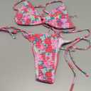 COZYEASE Women's 2 Piece Floral Bikini Sets Smocked Drawstring Side Triangle Halter Sexy Cute Swimsuits Small