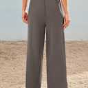 LILLUSORY Wide Leg Dress Pants Women's High Waisted Dressy Trousers (Beige, L)