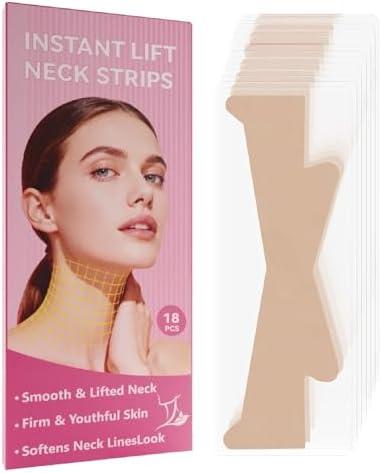 Neck Lift Tape, Invisible Ultra-Thin for Lifting Sagging Neck Skin, Portable & Suitable for All Women (18pcs)