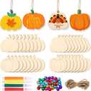 Jetec 32pcs Fall Wooden Pumpkin Cutouts Bulk Fall Thanksgiving Craft Decoration Unfinished Wood Pumpkins Ornaments Autumn DIY Blank Unfinished Pumpkins Crafts Party Home 3.5 x 3.3 Inch