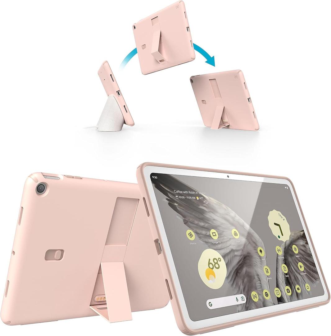 Speck Google Pixel Tablet 2023 Case and Stand - Full Back, Thin, Scratch Resistant, Drop Protection & Adjustable Kickstand - Works with Google Pixel Charging Speaker Dock - Coral & Rose Standy Shell