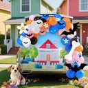 Yuxung 134 Pcs Dog Paw Trunk or Treat Car Halloween Decorations Kit Backdrop Banner and Balloons Garland Kit for Halloween Puppy Themed Party Favor