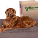 Furhaven Orthopedic Dog Bed for Large Dogs w/ Removable Bolsters & Washable Cover, For Dogs Up to 95 lbs - Faux Fur & Velvet Sofa - Driftwood Brown, Jumbo/XL