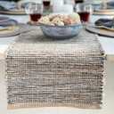 Natural Jute Table Runner - 13x72 Inch. Rustic Farmhouse Runner in Natural Jute and Grays