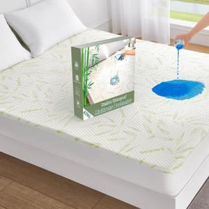 Softhour King Size Rayon Made from Bamboo Waterproof Mattress Pad Cover, Soft Breathable Cooling Mattress Pad Cover, Deep Pocket Stretches up to 21 Tightly Fitted Mattress Protection