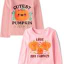The Children's Place Unisex-Baby and Toddler All Holidays,Birthdays Long Sleeve Graphic T-Shirts,2 Pack (Love My Family/Cutest Pumpkin)