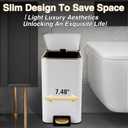 XLHOMO Small Bathroom Trash Can with Lid Soft Close, 1.8 Gallon Stainless Steel Garbage Can with Removable Inner Bucket,75Count Trash Bags, Slim Step Pedal Trash Bins