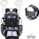 Lacrosse Bag for Kids and Youth, Lacrosse Backpack with Helmet Holder and Shoes Compartment, Waterproof Field Hockey Gears Bag for Boys & Girls (Large, Camo Blue)