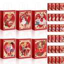 Trandraft 24 Pcs Vintage Valentine's Day Gift Bags with Handle Retro Valentines Love Heart Kraft Paper Goodie Bags for Valentines Treats Goody Holiday Party Supplies Favors (Characters)
