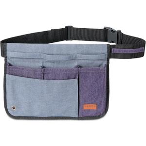 Garden Tool Belt for Men & Women, Denim Wide Adjustable 5-Pocket Waist Tool Apron - Heavy Duty Tool Pouch for Gardening, DIY, Carpenter, Woodworking, Painting, Seamstress, and Crafts (Purple)