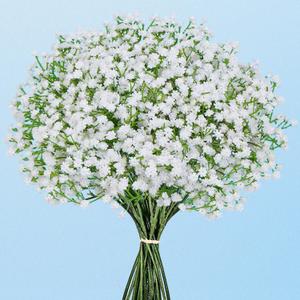 8 Pcs Babys Breath Artificial Flowers, Baby Breath Flowers Artificial Bulk, Real Touch Babys Breath Babies Breath Long Stems, Fake White Gypsophila For Bonquet Vase Wedding Decor Flower Arrangement