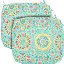 Outdoor Cushion Covers Set of 2, No Insert! Patio Cushion Covers Replacement 20" x 18" x 4", Water Resistant Chair Cushion Slipcovers, Cyan Circle (Covers ONLY)