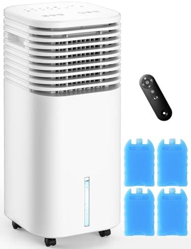 CENSTECH Windowless Air Conditioner, Swamp Cooler with 4 Modes & 3 Speeds, 15H Timer for Smart Auto-off, 2-Gal Tank for 20H Cooling, Remote, 120° Oscillating Portable Air Conditioners No Hose Needed(9x7)
