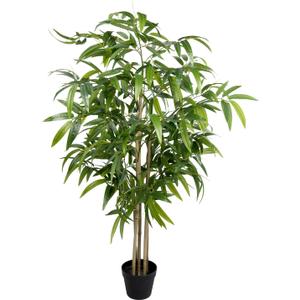 Artificial Bamboo Tree, 5 ft Fake Tree, Faux Silk Plant with Pot, Fake Plants for New Year Home Office Indoor Outdoor Decor, 5 Natural Bamboo Trunks