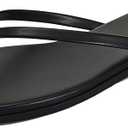 Rihero Flip Flops for Women Comfortable Square Toe Beach Sandals Slip On Leather Thong Flat Sandals Dressy (8.5, Black)