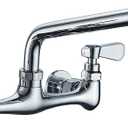 Commercial Kitchen Faucet Wall Mount with 8 Inch Swivel Spout 8" Center Sink 2-Handle Faucet Mixer Tap Polish Chrome,4353