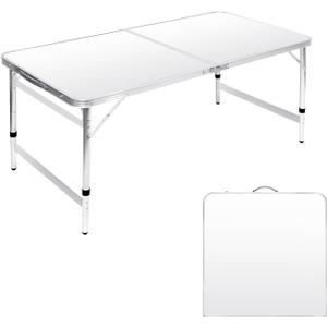 Camping Table Folding Table Portable Picnic Table 4FT Camp White Aluminum Outdoor for Card BBQ RV 4723.627.5/24/21 inch