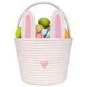 CubesLand Easter Bunny Basket Easter Buckets for Kids with Ear, Easter Egg Hunt Basket Bags Easter Gifts for Girls Baby Kids Children Pink White 9.8 x 7.8 x 7.8