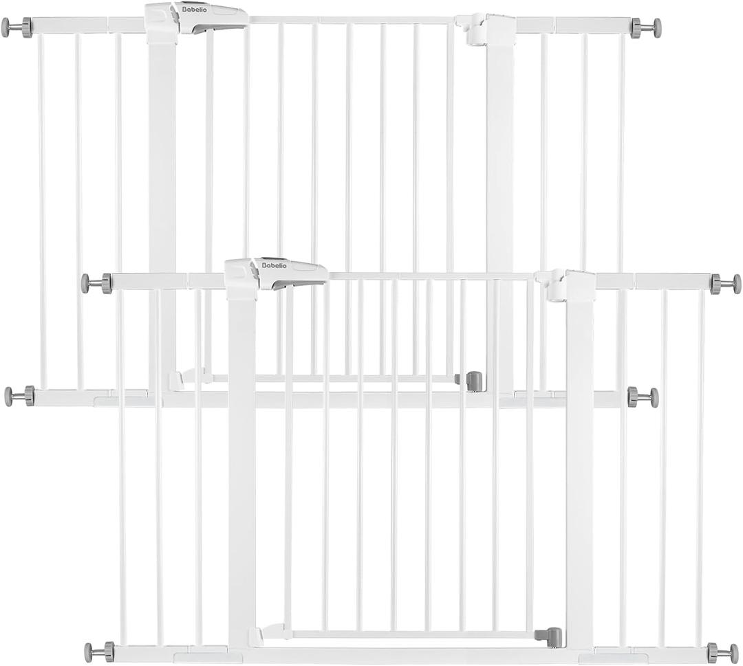 Babelio Baby Gate, 29-48 Inch Auto Close Pet Gate, Easy Install Pressure-Mounted Safety Gate, Extra Wide Pet Gate for Stairs and Doorways, 2 Pack White