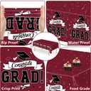 2 x 2Pcs Graduation Decorations 2026, 108" X 54" Maroon Graduation Tablecloths, Rectangle Table Covers for Class of 2026 Congrats Grad, Disposable Plastic Tablecover for Grad Decor Party Supplies for Kids