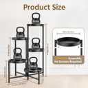LASZOLA 5 Tier Large Plant Stand Indoor Tall with 10 Inch Metal Tray, Corner Folding Flower Display Rack, Modern Plant Holder Shelf for Outdoor Patio Porch Garden Office Living Room, Black