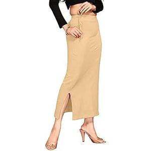 ALYNE Blended Saree Shapewear Petticoat for Women, Women's Blended FullElastic with Drawstring Saree Shapewear (Beige, XL)