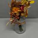 Artificial Flowers with Vase, Faux Silk Flowers Arrangement in Vase, Rustic Home Office Decorations, Farmhouse Dining Table Decor, Coffee Table Centerpiece, Fall Table Plant Decor (Autumn Red Yellow)