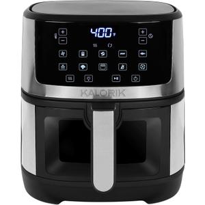 Kalorik Air Fryer 5 Quart Capacity with Touchscreen Digital Controls 10 Smart Cooking Presets with Illuminated View Window Shake Reminder & Dishwasher Safe Basket, 1500-Watts, Black