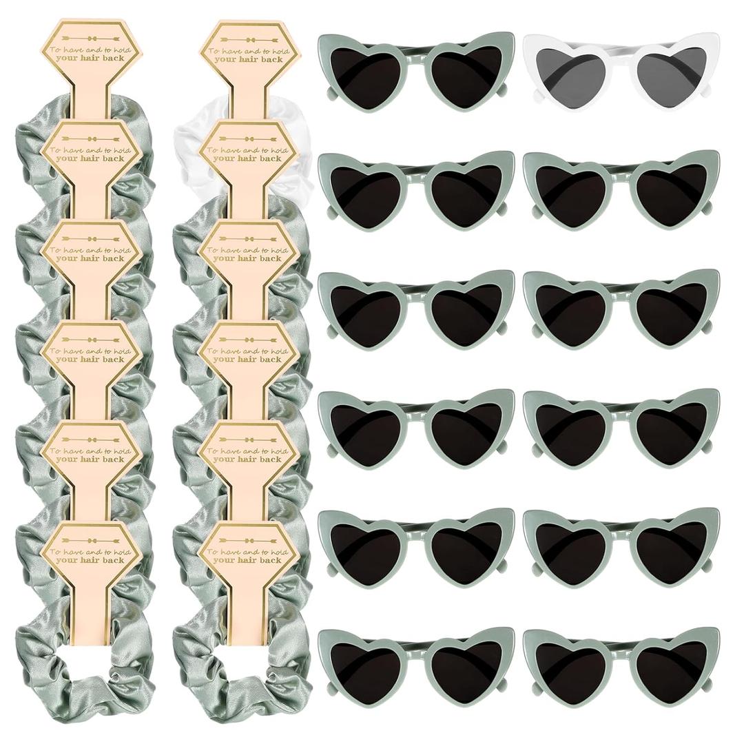 12 Sets Satin Bridesmaid Scrunchies Proposal Gifts,Bridesmaid Gifts Bulk Scrunchies for Women, Bachelorette Party Favors Hair Scrunchies Bulk, Bachelorette Party Accessories for Wedding Party Favors