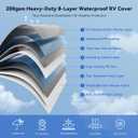 Heavy Duty Travel Trailer RV Cover 14-16ft, 8 Layers Breathable Waterproof Rip-Stop Camper Cover with Adhesive Repair Patches, Gutter, Tire & Additional Straps