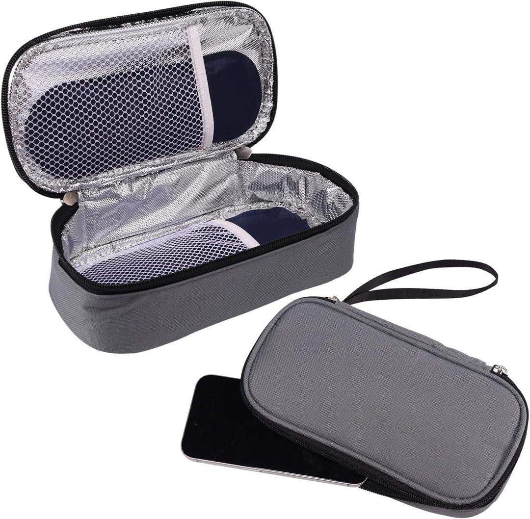 Car Phone Cooling Bag, Cooling Bag for Cell Phone with 2 Reusable Ice Packs to Prevent Overheating Extends Battery Life Thermal Cellphone Case Fits All Cellphones (Grey)