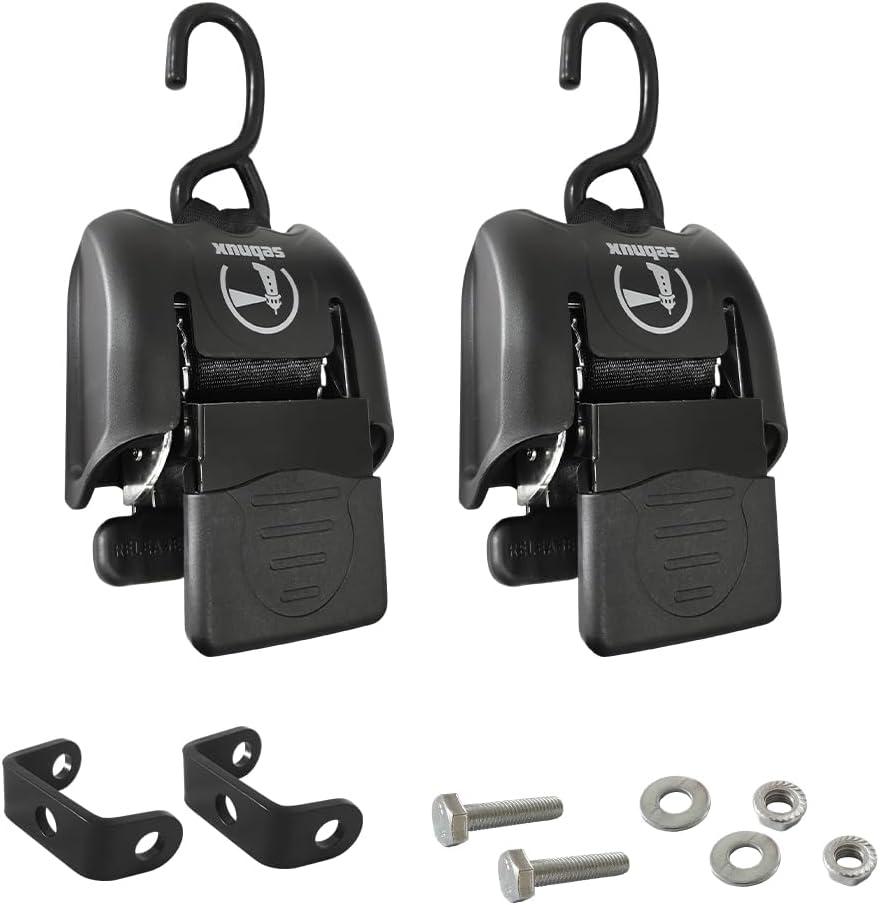 Retractable Transom Boat Tie Down Straps Boat Trailer Tie Down Strap 2x43-Inch, 2500lbs Break Strength with Quick Release Lock (Plastic)