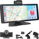 10.26" Wireless Carplay Screen for Car,Portable CarPlay&Android Auto,4K Dash Cam,1080P Backup Camera,Touchscreen with GPS Navigation,Voice Control, Bluetooth,Mirror Link,AUX/FM